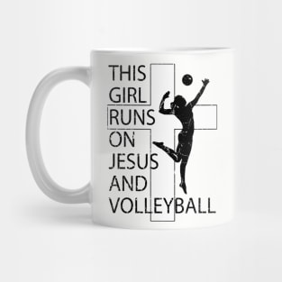 This Girl Runs on Jesus and Volleyball Christian Cross Mug